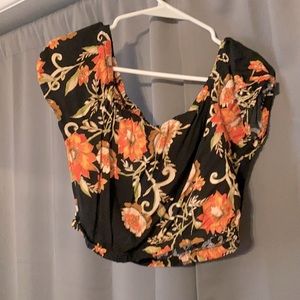 Floral Crop Top off the shoulder